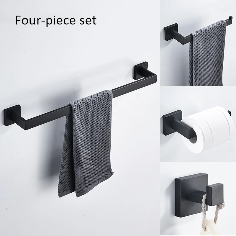 

Towel Hanger Black Bathroom Accessories Sets Wall Mounted Towel Bar Coat Robe Hooks Toilet Paper Roll Holder Stainless Steel
