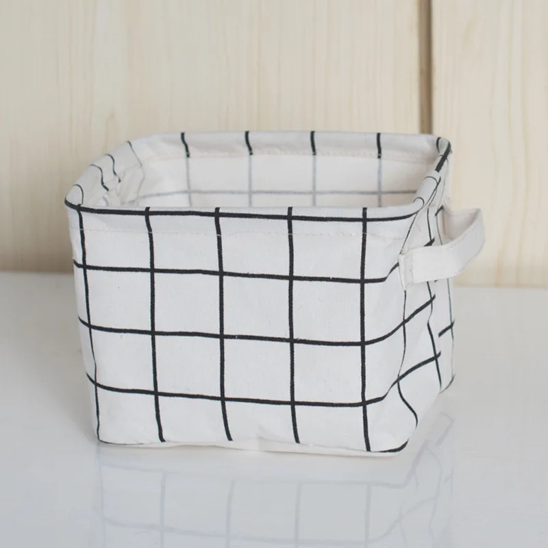 Складная решетчатая хлопковая льняная настольная коробка для хранения мусора