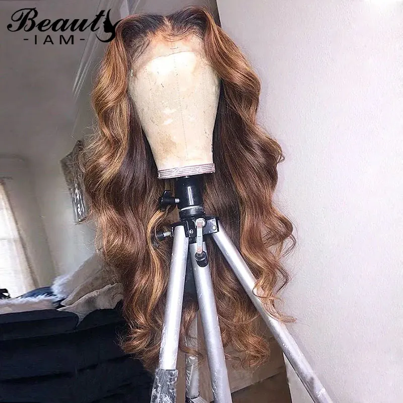 

1B 27 Glueless Full Lace Human Hair Wigs Pre Plucked Ombre Honey Blonde Lace Wigs For Women Loose Wave Brazilian Lace Wig