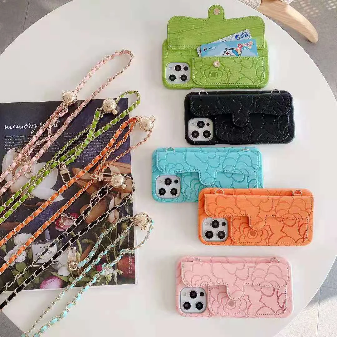 

Luxury Brand The latest card case phone case, small golden ball live buckle chain can be adjusted in length for iPhone 11 12 max