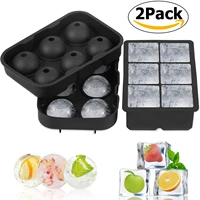 black 6 big grids food grade silicone ice cube maker jumbo large ice cube square tray diy mold mould kitchen accessories