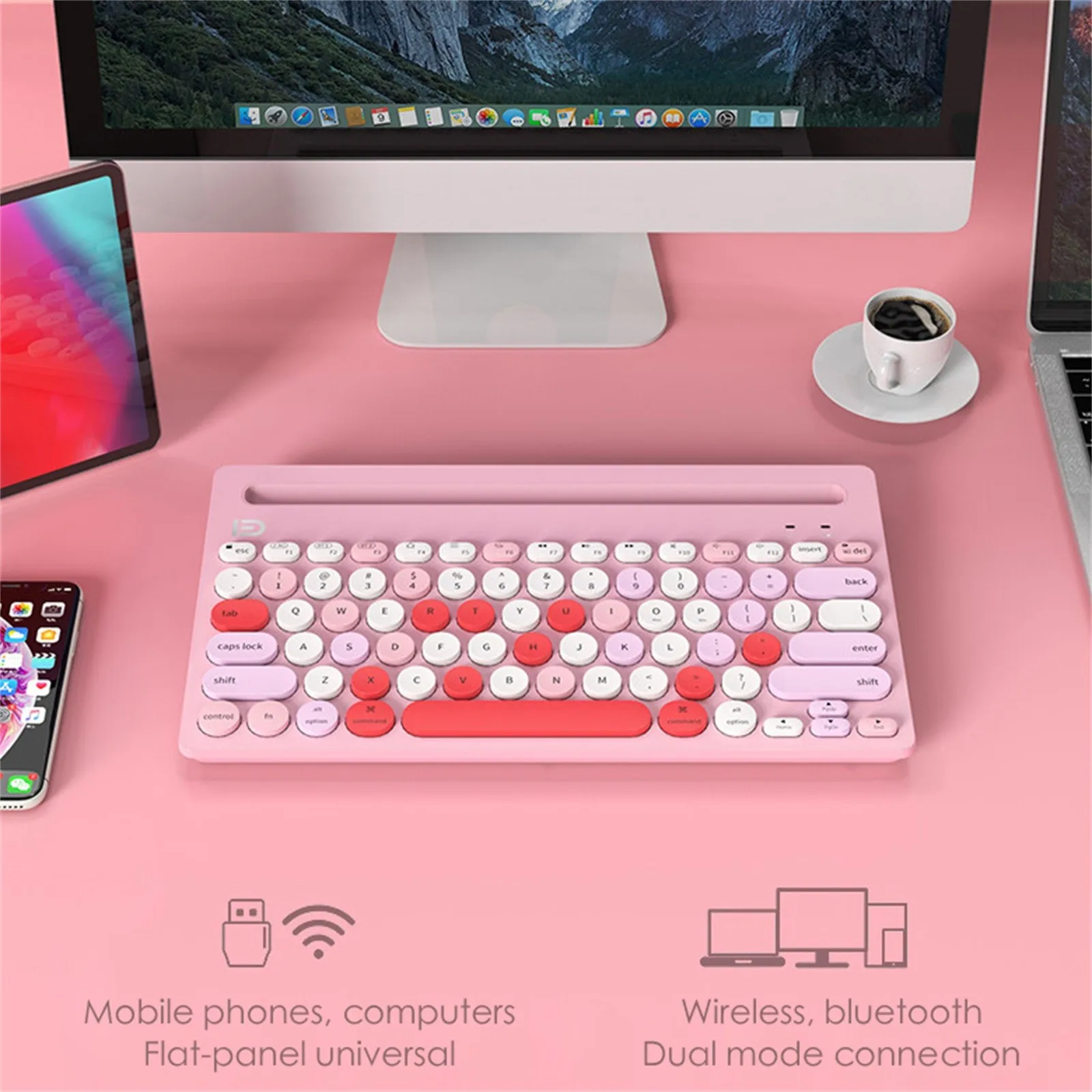 Смешанные Цвет клавиатуры панк Беспроводной Bluetooth планшет ноутбук универсальный