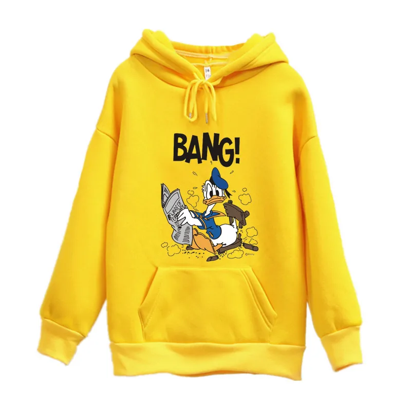 

Disney Anime Donald Duck Fell Funny Sweatshirt with Hood for Women Long Sleeve Fleece Thick Autumn Winter Hoodies Ladies Y2K