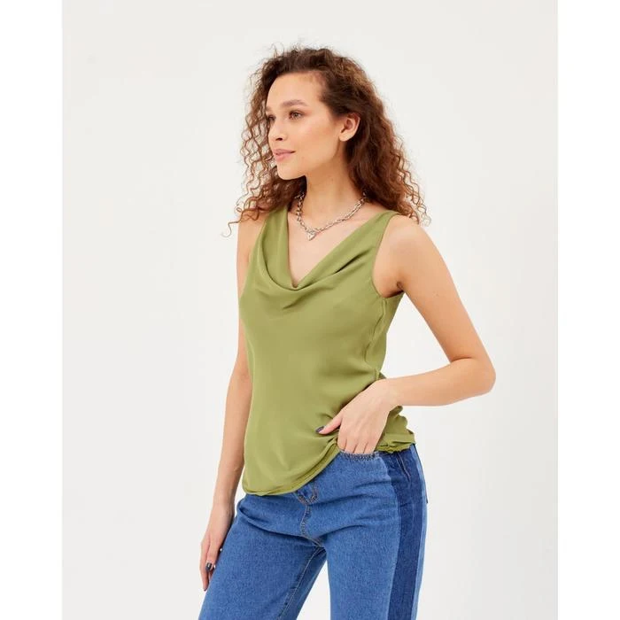 Women's top MINAKU: Silk Pleasure color olive Clothing for women woman quality Tanks Camis Tops Tees s |