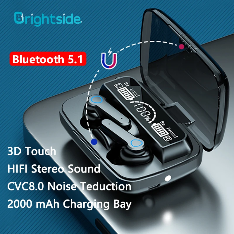 

Беспроводной наушники микрофон громкой связи Bluetooth 5,1 TWS наушники-вкладыши 2200 мАч зарядным устройством Шум шумоподавления стерео сенсорный ...