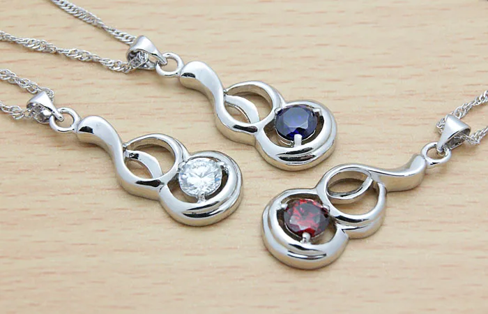 Новое ожерелье серебряного цвета Женская мода инкрустированный цирконом Кулон