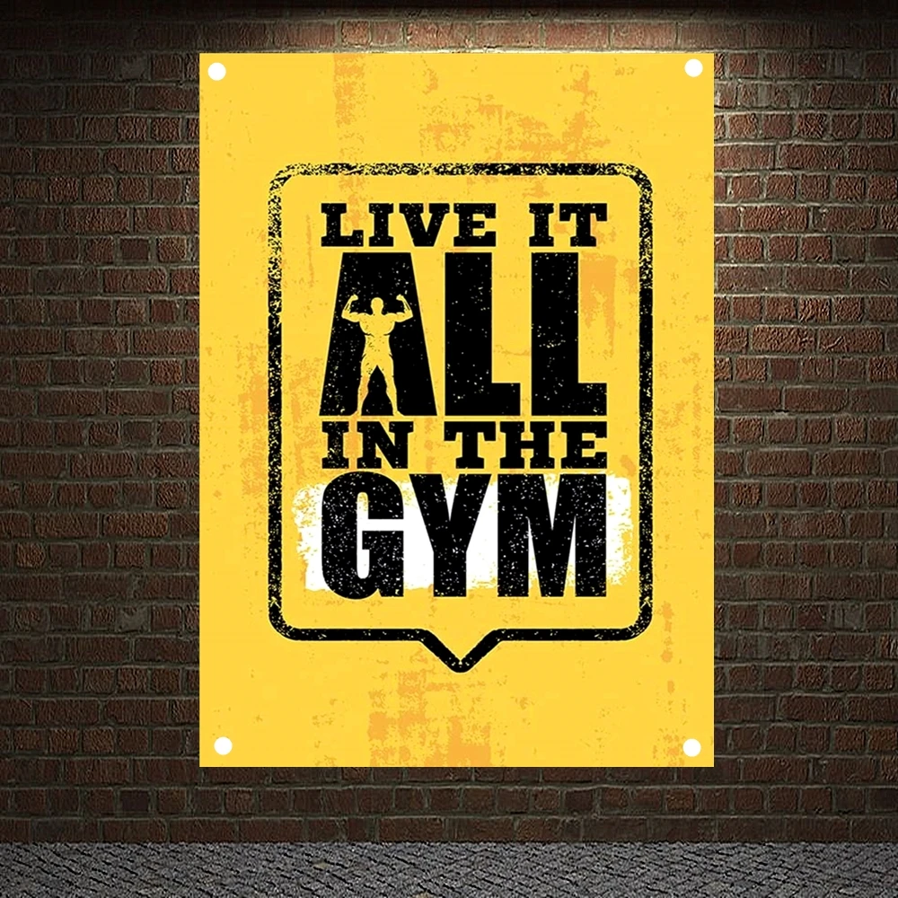 

Retro Mural Workout Motivational Posters Canvas Painting Exercise Bodybuilding Banners Wall Art Flags Tapestry Gym Wall Decor