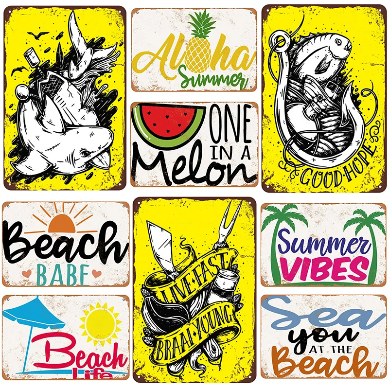 Пляжная металлическая табличка Babf жестяная вывеска булавка на море вы пляже