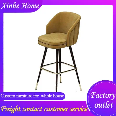 

Factory direct sale bar chair solid wood legs soft sponge cushion light lounge counter stool with backrest modern style for Pub