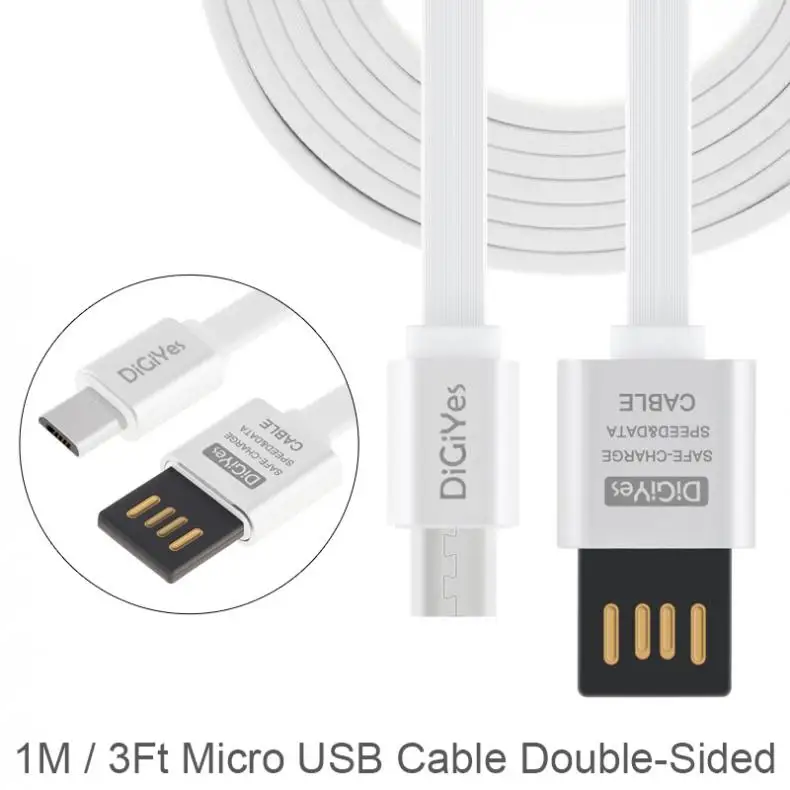 DiGiYes USB кабель двусторонний Реверсивный 2 0 плоский без спутывания Синхронизация и