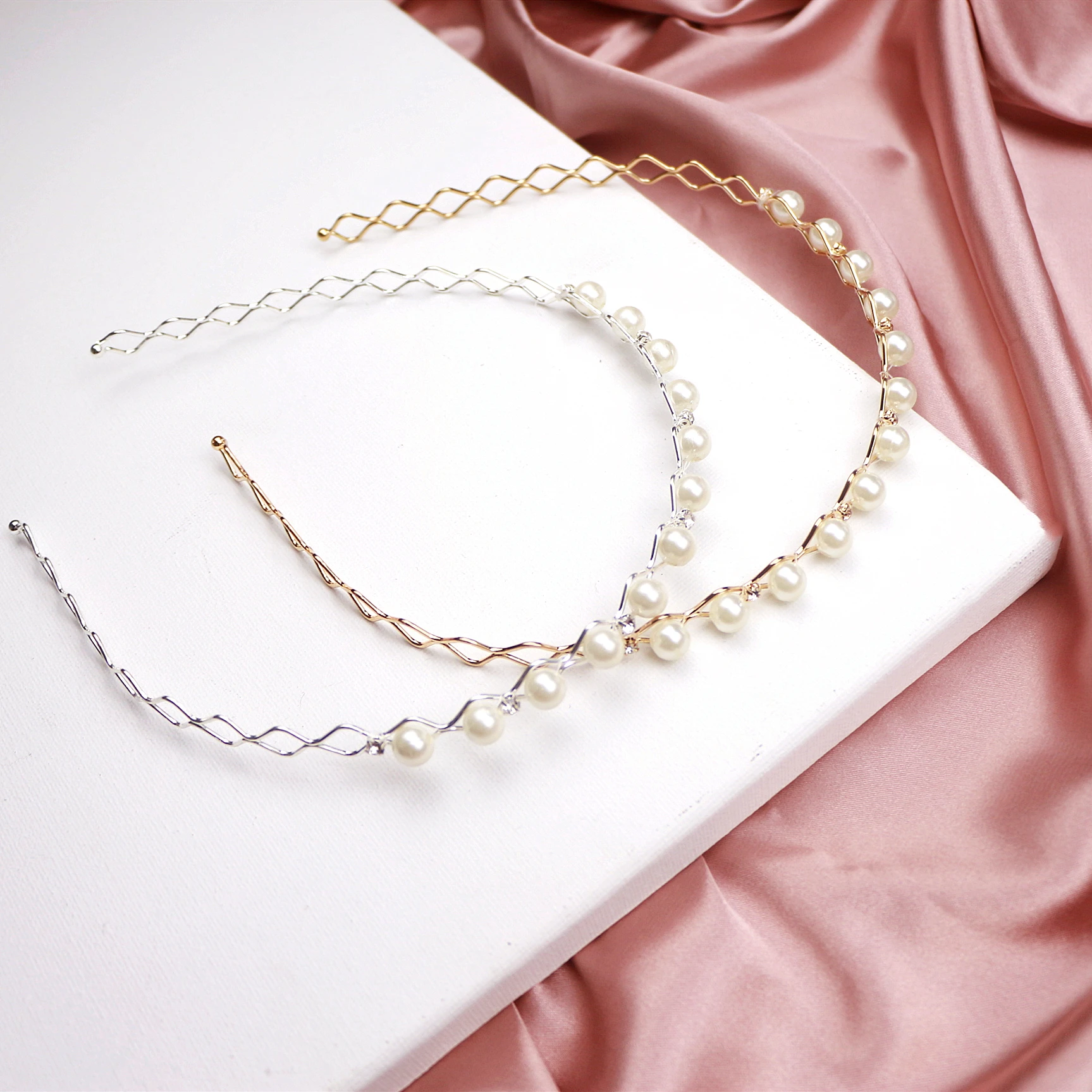 Женская повязка для волос с жемчугом изысканная Геометрическая бриллиантами