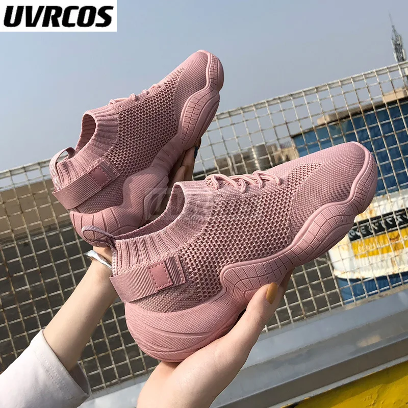 

2022 Women Sneakers Casual Stretch Sock Shoes Breathable Spring Summer Vulcanized Woman Shoes Flats White Pink Tenis Feminino