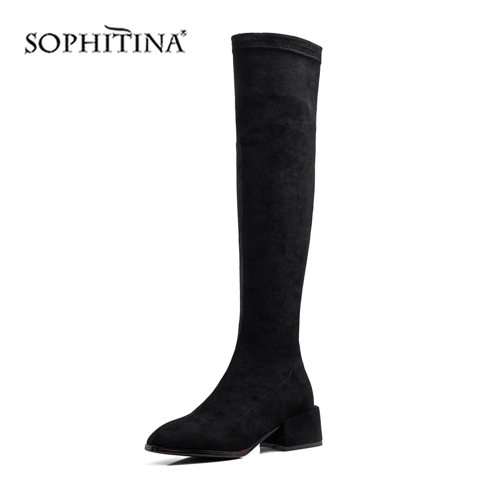 SOPHITINA New Solid Boots Lace-up Comfortable Square Toe Heel Women's Handmade Shoes Sewing Fashion PO381 | Обувь