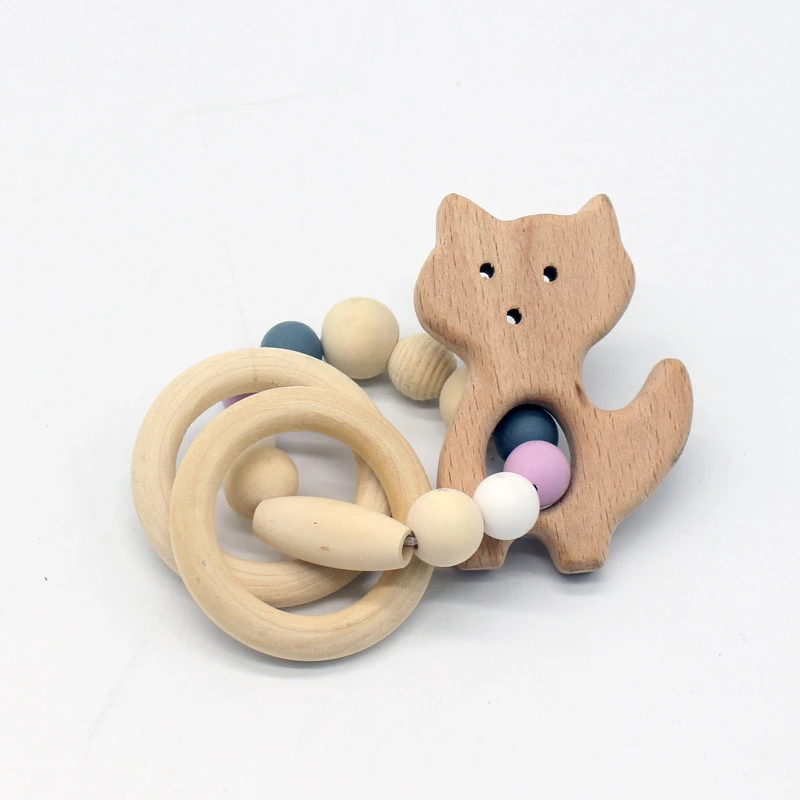 Mordedor de madera para beb&eacute;, pulsera de dentici&oacute;n de grado alimenticio, juguete seguro, regalo para A&ntilde;o Nuevo, 1 ud.-1