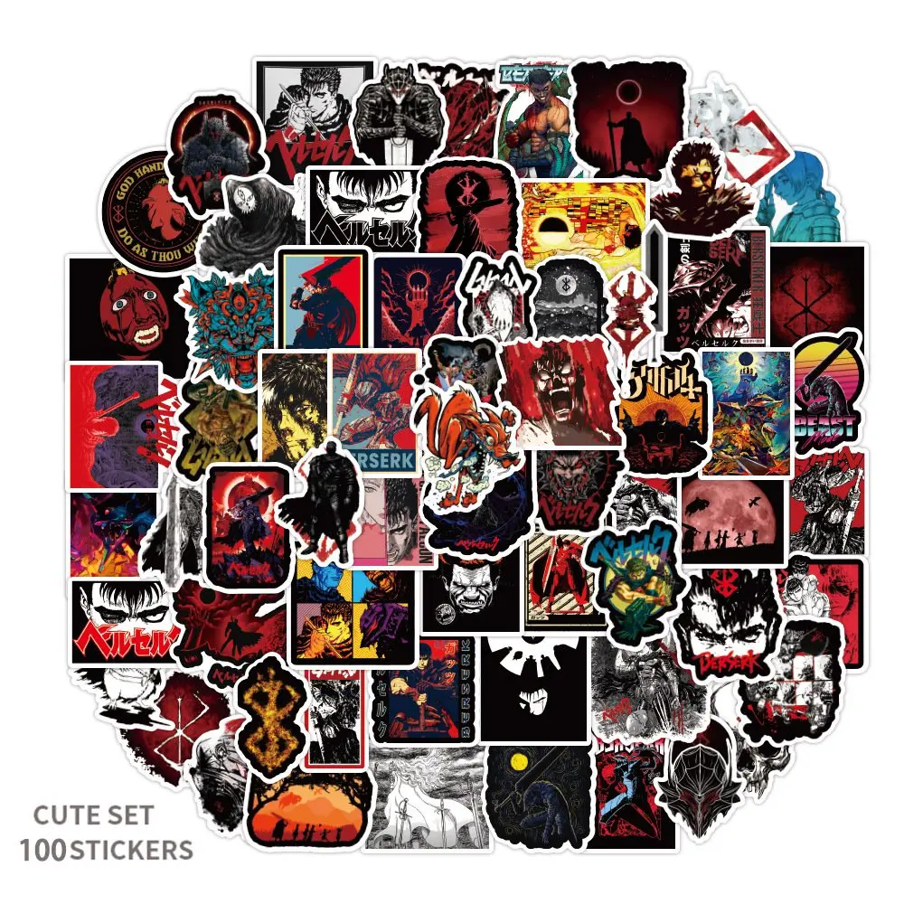 

10/30/50/100Pcs Anime Game Berserk Stickers Travel Luggage Phone Guitar Classic Cartoon DIY Sticker Decals Fun For Kid Toy Gift