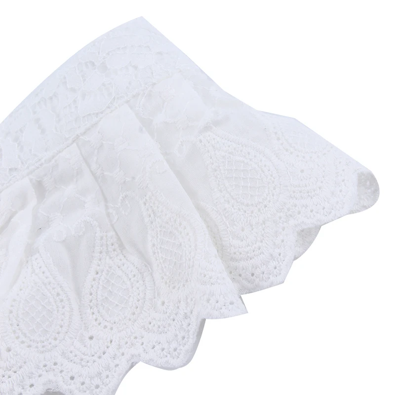 

White Women Girl Fake Collar Fashion Scalloped Folds Lace Collar Shirt Tie Detachable Shirt Women's Clothing Accessories