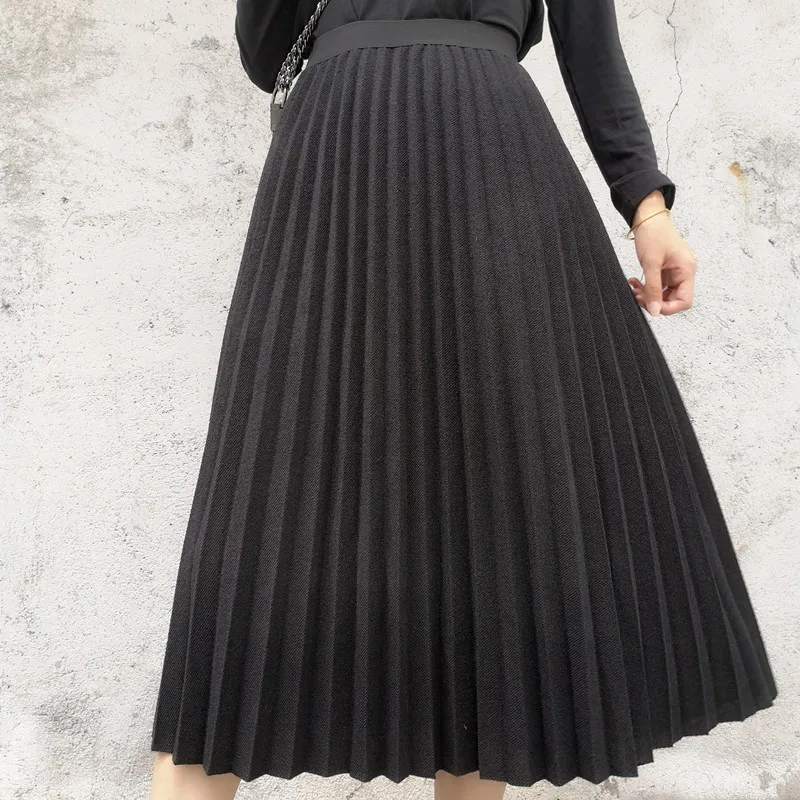 Осень Зима Ol элегантная шерстяная Толстая юбка в складку А силуэта женские 2019 s