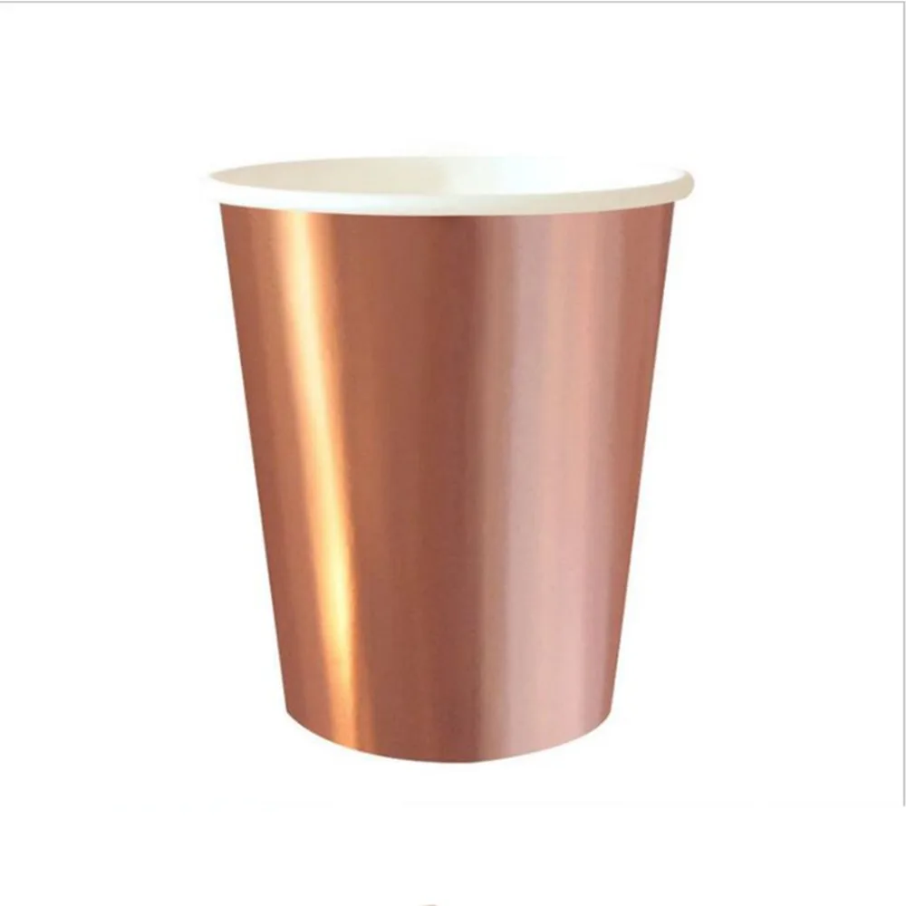 

Rose Gold Stripe Disposable Paper Plates&Cup Wedding Birthday Decoration Baby Shower Festival For Kids Tableware Party Supplies