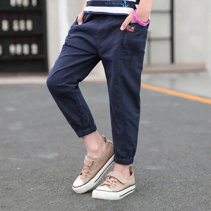 

Детские осенние брюки для мальчиков 27 дюймов, весенние брюки со средней талией, хлопковые брюки, дышащие детские брюки из полиэтиленовой тк...