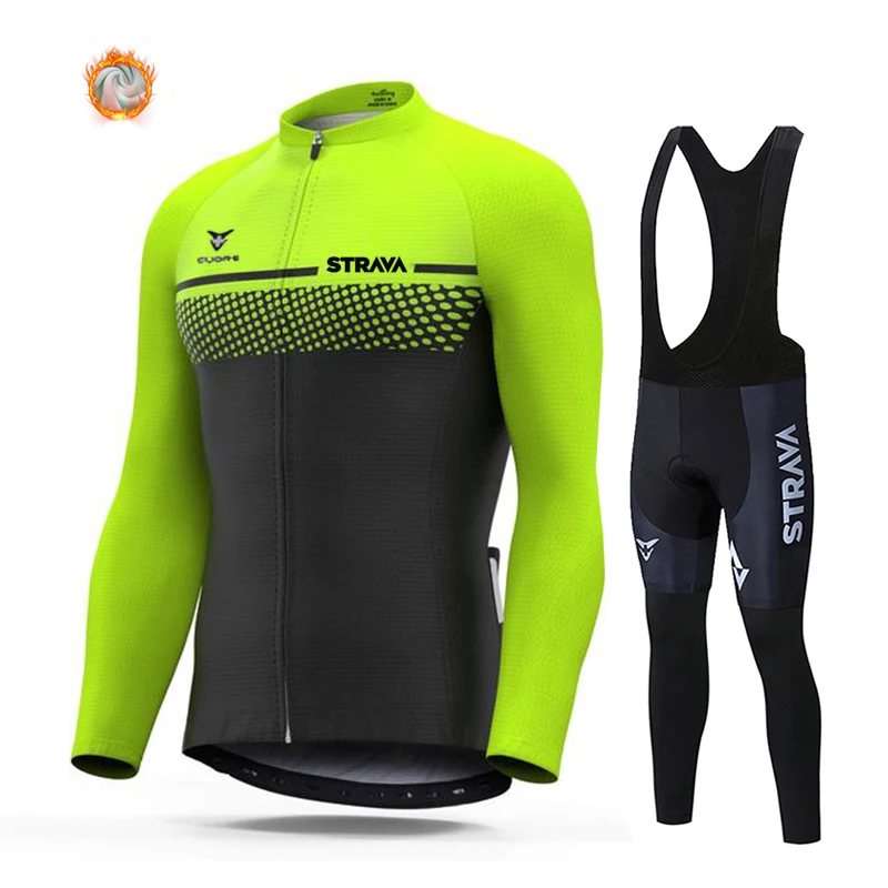 

2021 STRAVA зимний термальный флисовый комплект для велоспорта, гоночный велосипед, костюм для велоспорта, одежда для велоспорта Ropa Ciclismo