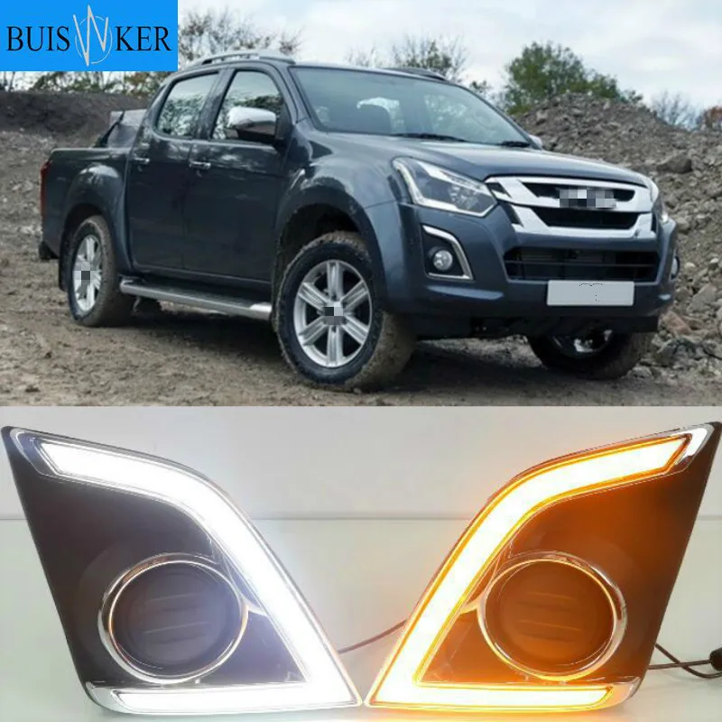 1Pair DRL For Isuzu D-max Dmax 2016 2017 LED Daytime Running Lights LED Front Bumper Fog Lamp Case Driving light