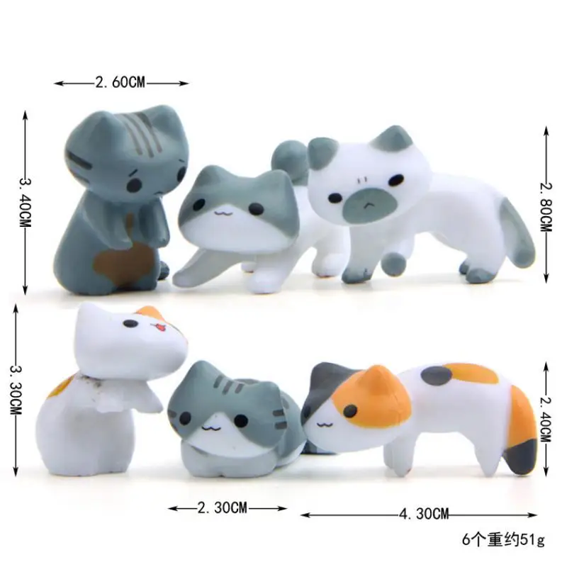 

6Pcs/set Japan Cat Doll Toy Diy Model Scene Modeling Ornaments Anime Figures Cartoon Kawaii Pvc Toys Gift for Kids