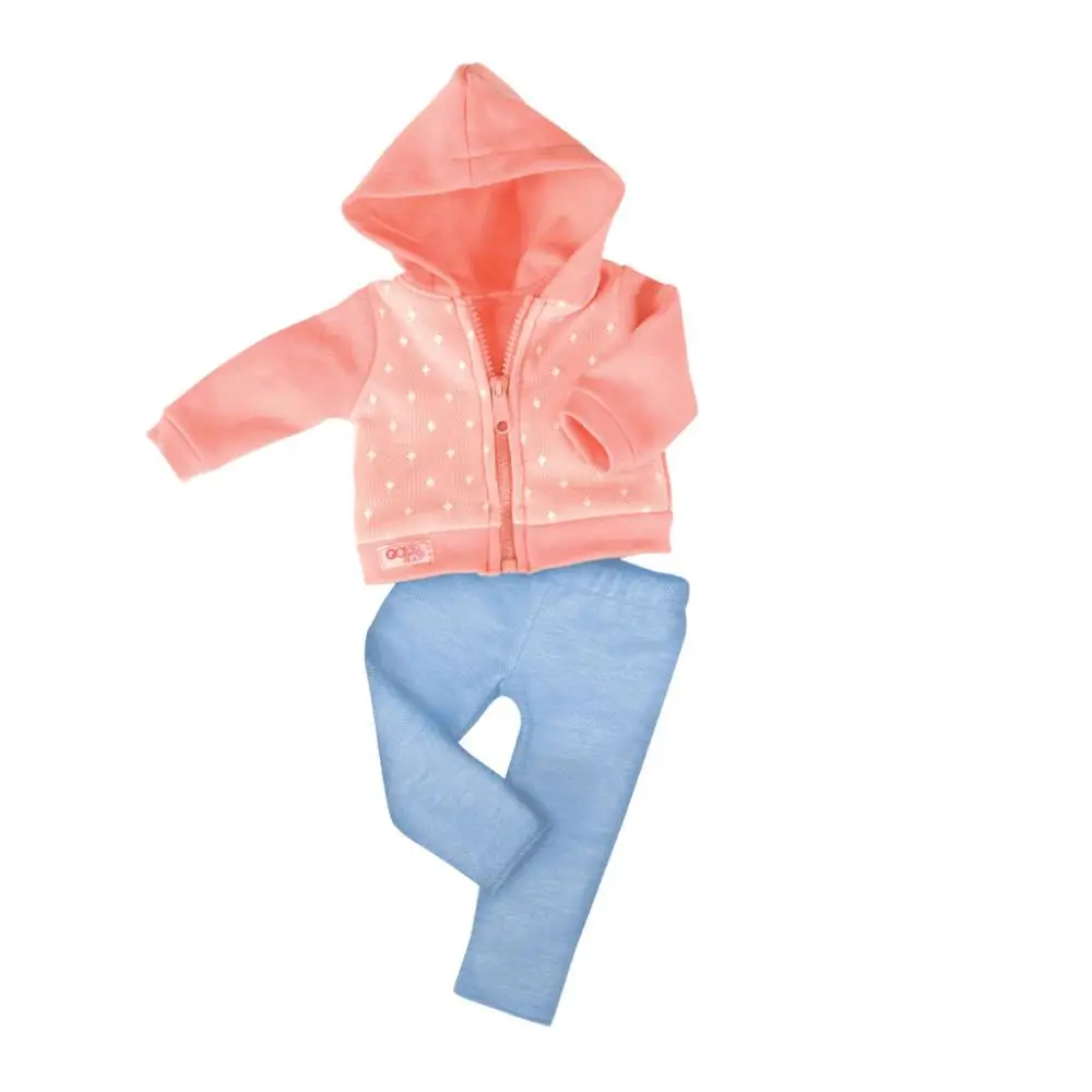 Hooded Coat pant Одежда для кукол, подходит для 43 см, Детская кукла, серое пальто с капюшоном и штаны в красный горошек, аксессуары для 17 дюймов, кукла, лучший подарок для девочки - Цвет: Hooded Coat pant