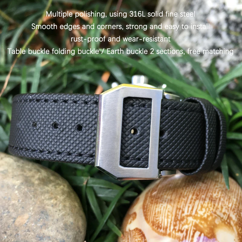 High Quality Nylon Calfskin Watchband 21mm 22mm Fit for IWC Big PILOT IW5009 TOP GUN IW3880 Leather Watch Strap Black Wristband