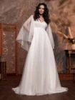 Шифоновое свадебное платье с V-образным вырезом, открытой спиной и низким вырезом