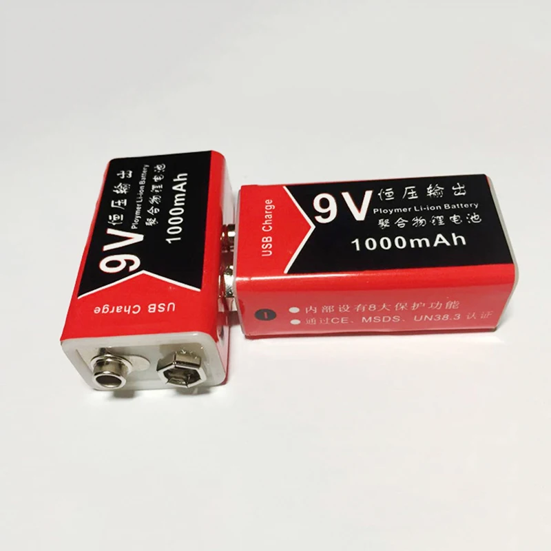 Зарядка через USB 9V 1000 мА/ч литий ионный аккумулятор Батарея Перезаряжаемые 9В для