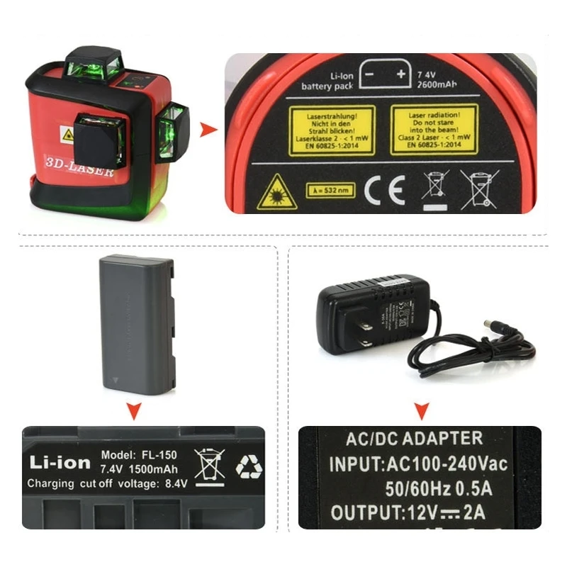 Лазерный уровень 12 линий самовыравнивающийся горизонтальный и