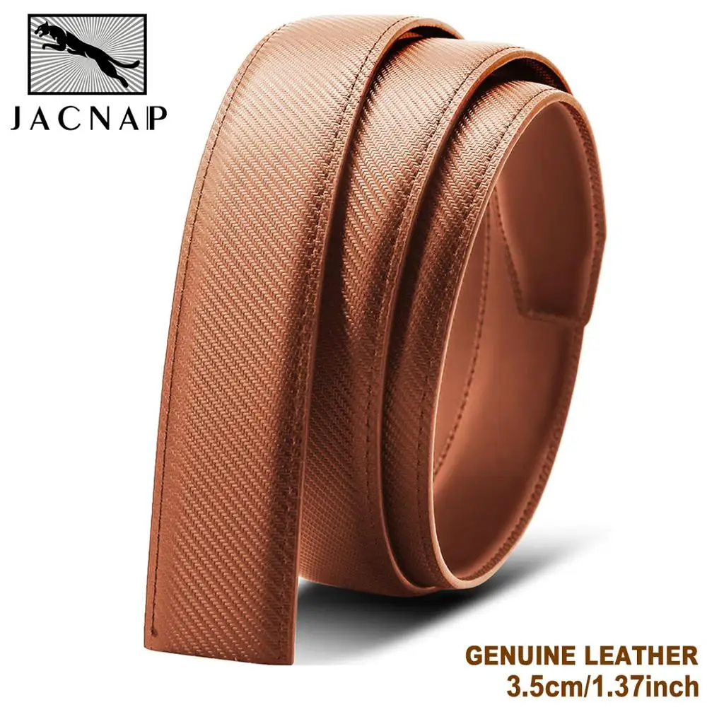 

JACNAIP Belt Men's Leather Without Head Automatic Buckle Belt Cowhide Youth Headless Belt Body Solid Color Belt Ѭемен мђжск