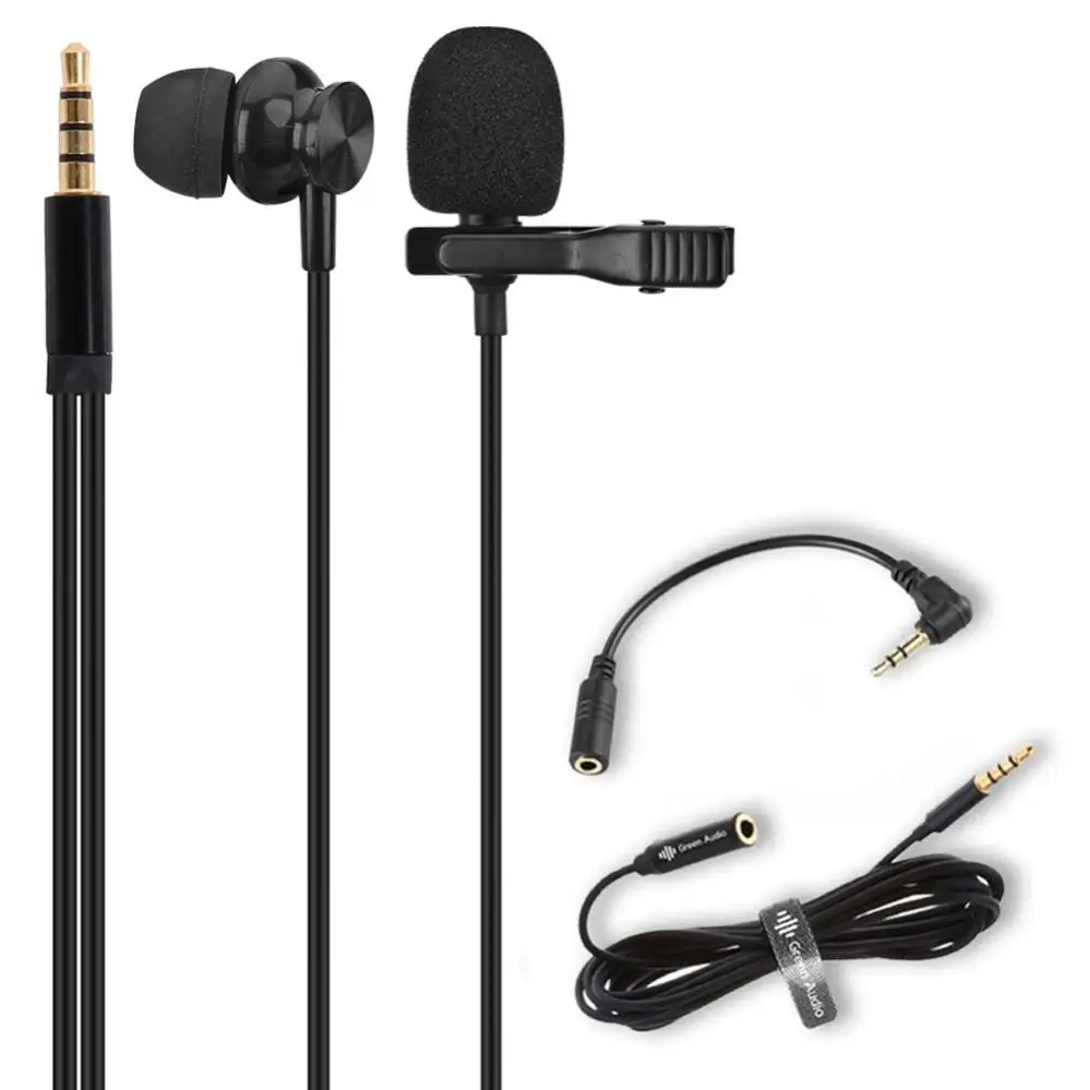 

Portable Clip-on Lavalier Microphone + Earphone Mini Condenser Microphone for Phone PC Computers Audio 3.5mm Collar Lapel Mic