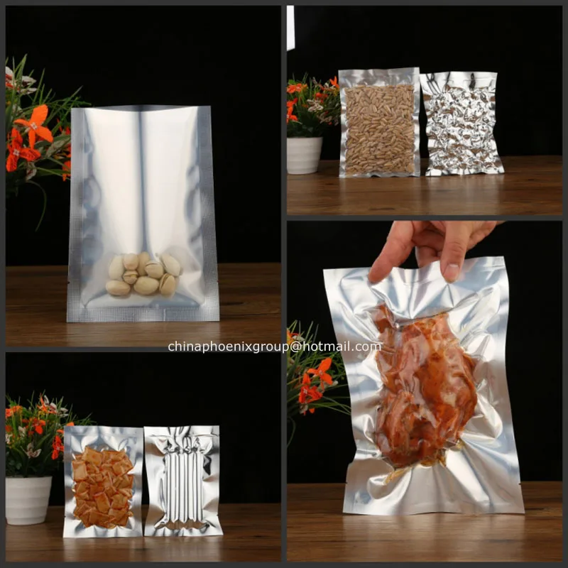 500 шт./лот прозрачный пластиковый пакет из серебристой алюминиевой фольги с