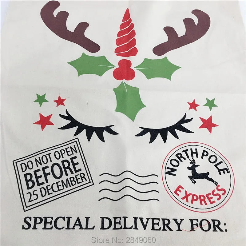 Олень Экспресс Санта мешки 30 шт./партия с кулиской из парусины конфеты тростника