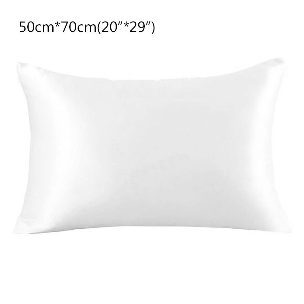 

1/2Pcs Pillowcase Soft 100% Natural Satin Pillow Case for Healthy Standard Bed Throw Pillow Cover White Poszewki Na Poduszki