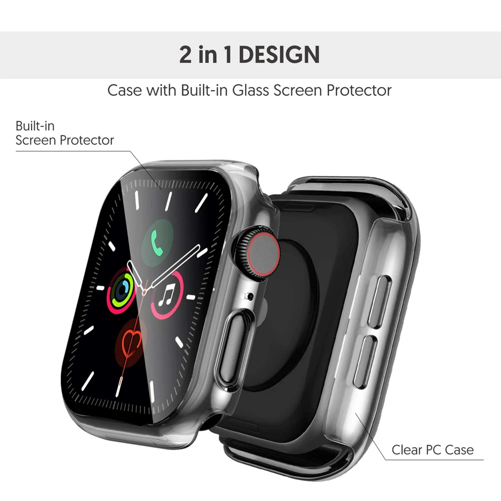 

2pcs for Apple Watch Se 6 44mm 40mm Band + Case with Screen Protector for Iwatch 5 4 3 42mm 38mm Luxury Ceramic Strap + Cases