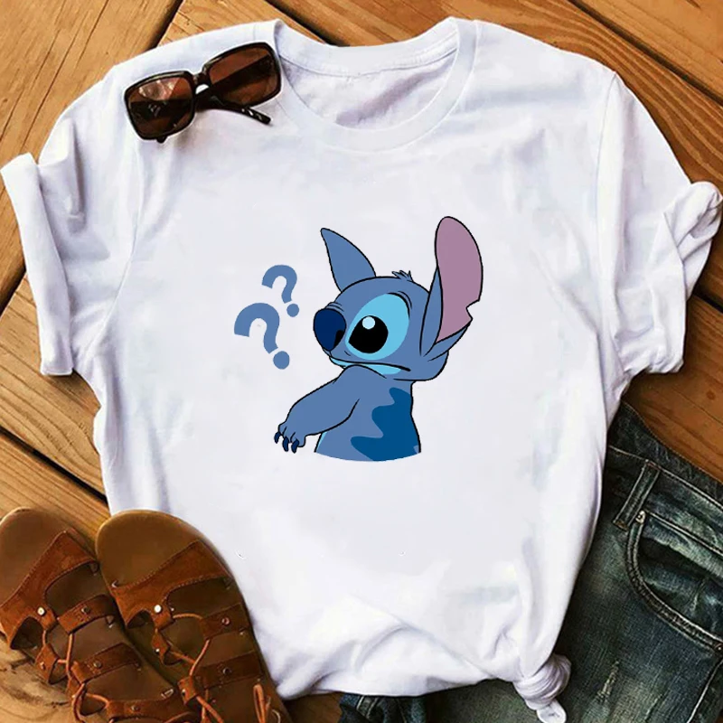 Графическая женская футболка с рисунком любви Lilo простроченные футболки женская футболка с коротким рукавом повседневные топы Camisas Mujer футболка - Цвет: bvr19945