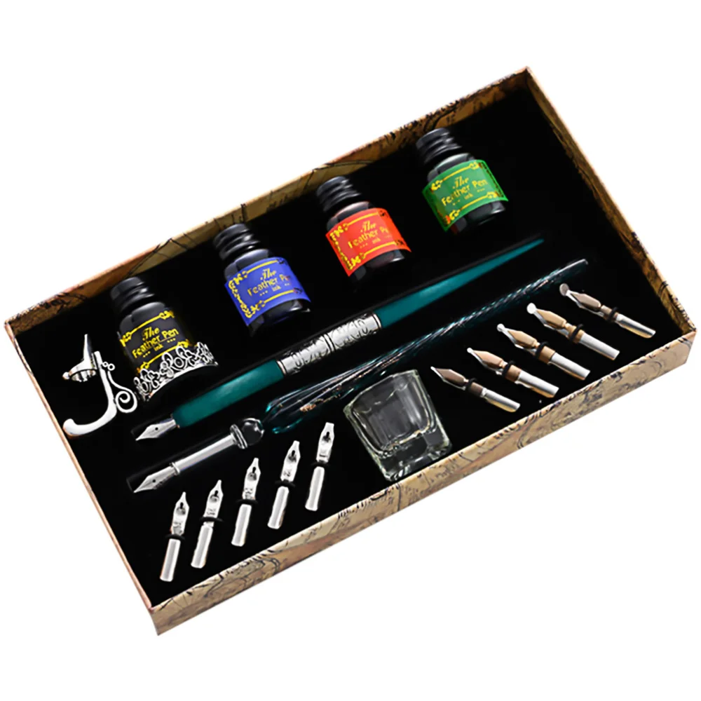 

Glass Dip Pen and Wooden Dip Pen Set Graduation Christmas Gifts (Random Color)