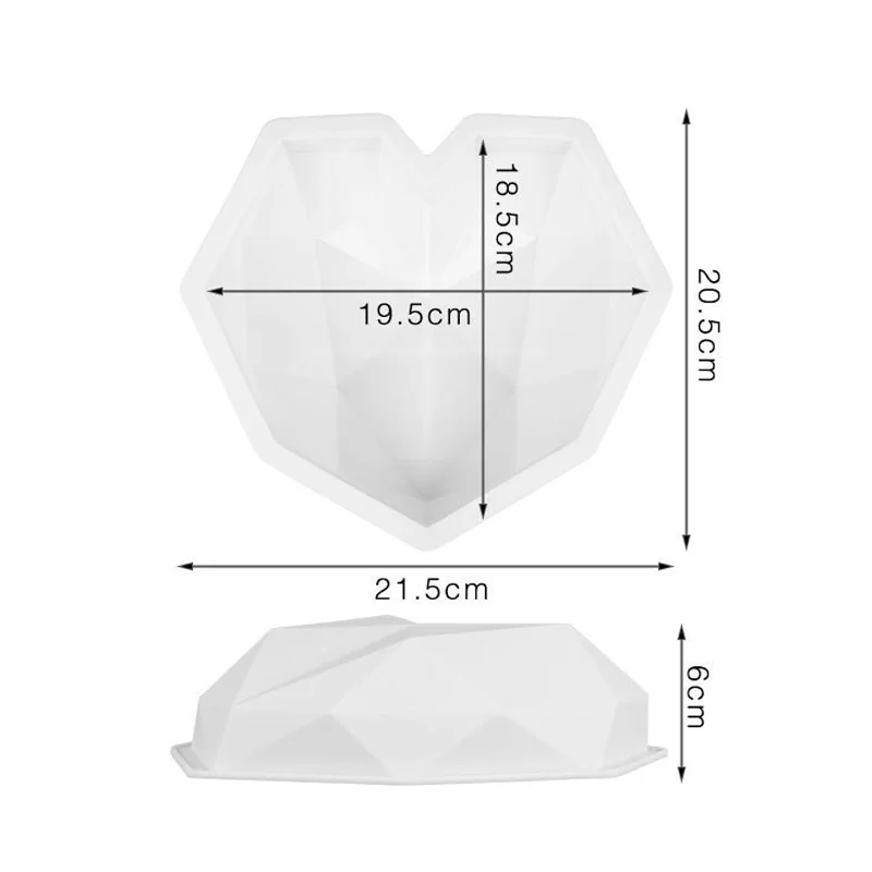 

3D Diamond Love Heart Shaped Silicone Mold Love Heart Shaped Mousse Cake DYI Dessert Baking Mold