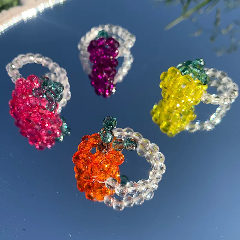 

Fashion Simple Retro Beautiful Summer Small Fresh Resin Acrylic Pineapple Grape Ring Women Jewelry Gift Accessories Wholesale