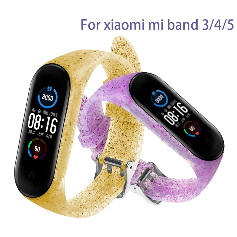 Ремешок силиконовый для Xiaomi Mi Band 3 4 5 6 цветной прозрачный спортивный сменный