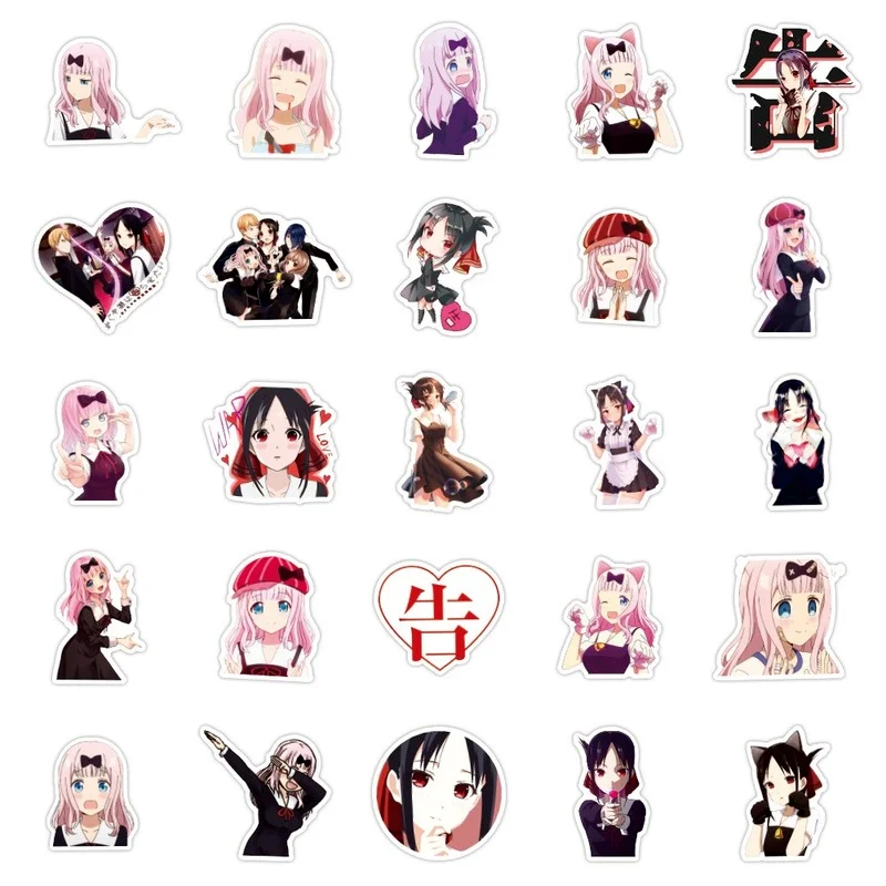 Pegatinas de Anime Love Is War Chika Fujiwara para chica, calcoman&iacute;as para manualidades, papeler&iacute;a, port&aacute;til, tel&eacute;fono, maleta para guitarra, Linda pegatina Kaguya Sama, 10/50 Uds.-4