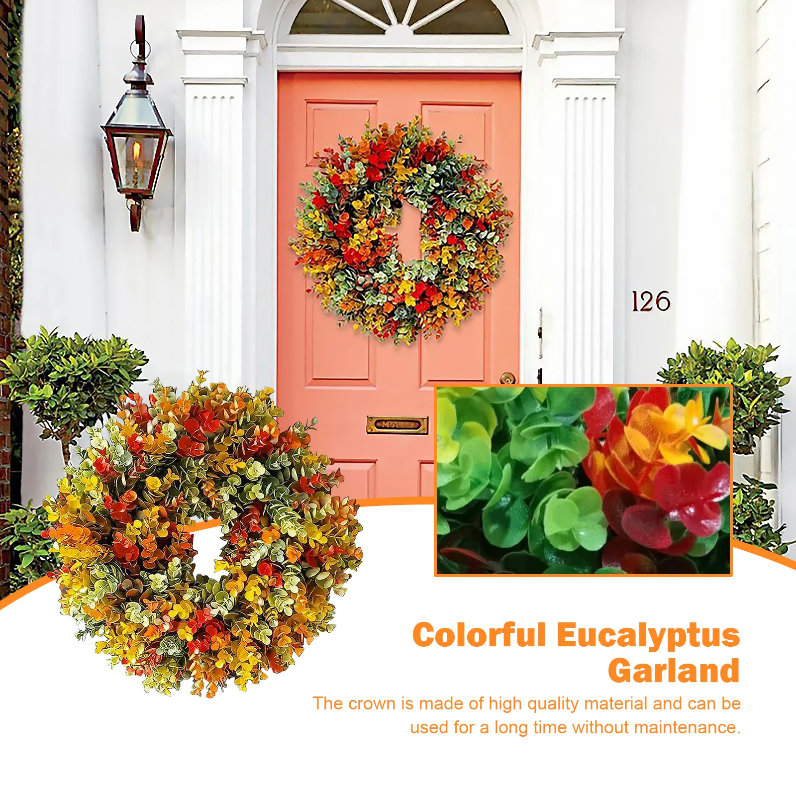 

Осенний венок из эвкалипта, смешанный венок из эвкалипта, гирлянды ручной работы для дома, стены, окна, фермерские подвески