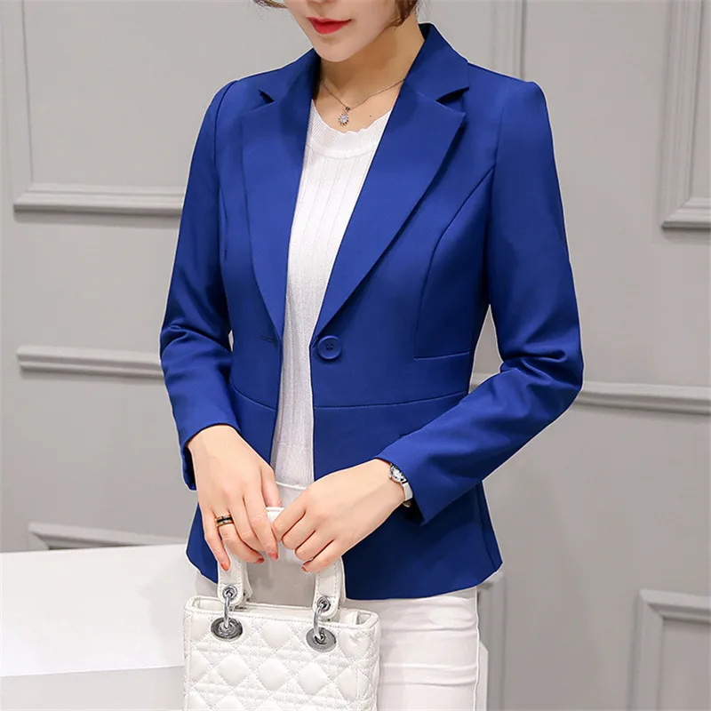 

Blazer Women White 6 Colors 2021 Spring New Korean Office Fashion Slim Long Sleeve Single Button Black Casual Coats Feminina N85