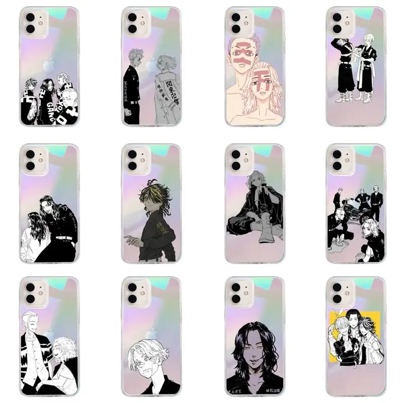 

Tokyo Revengers Phone Case for iPhone huawei P 7 8 9 11 12 10 30 40 S X XS XR MINI Pro Max Plus laser Transparent Glitter