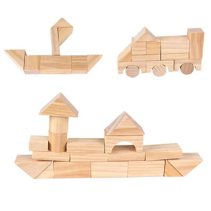 

100 Pcs/Lot Wooden Blocks Castle Building Blocks Early Educational Toys