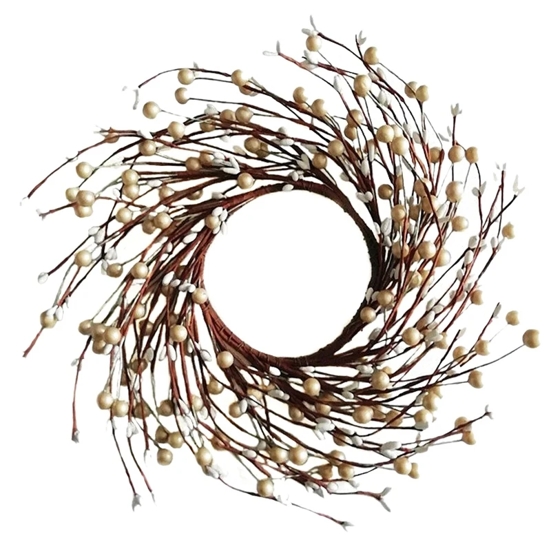 Искусственный первобытный белый жемчужный ягодный Пип венок Рождественская