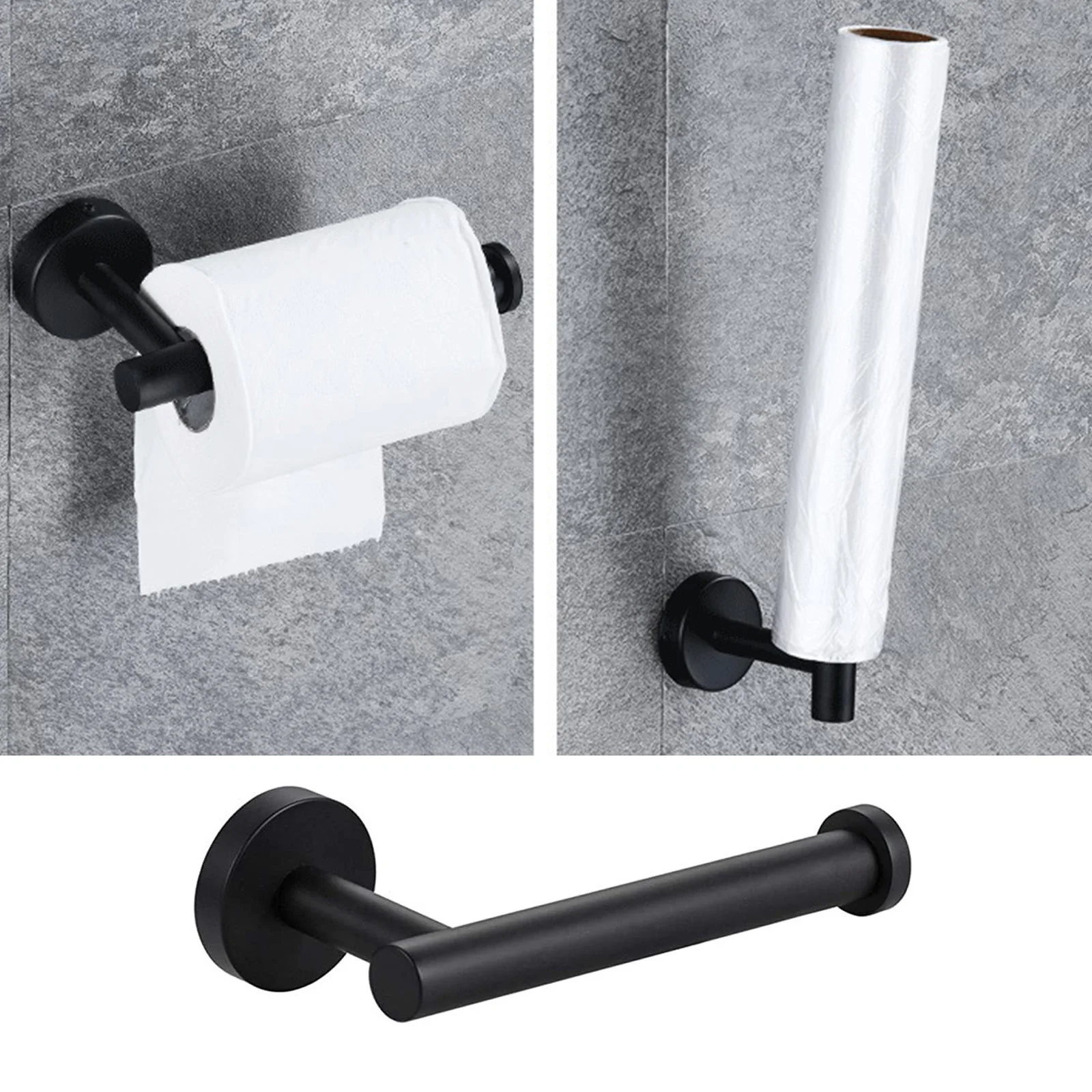 

6 PCS Bathroom Hardware Set SUS304 Stainless Steel-Towel Rack Set Include Lengthen Hand Towel Bar+Toilet Paper Holder+3 Robe Tow