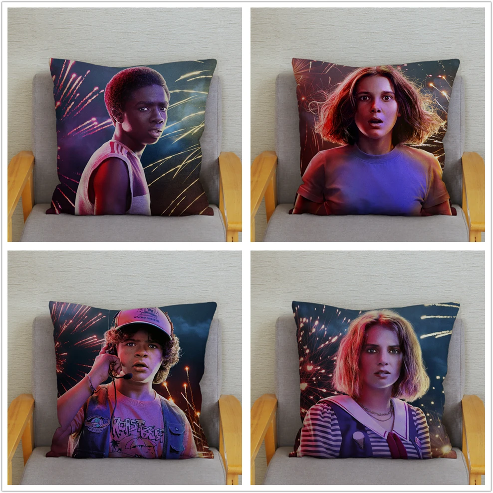 

Pillowcase Cover 45*45 Sci-Fi Stranger Things Cushion Super Soft Short Plush Cartoon Pillows Cases Home Decor Pillow Covers